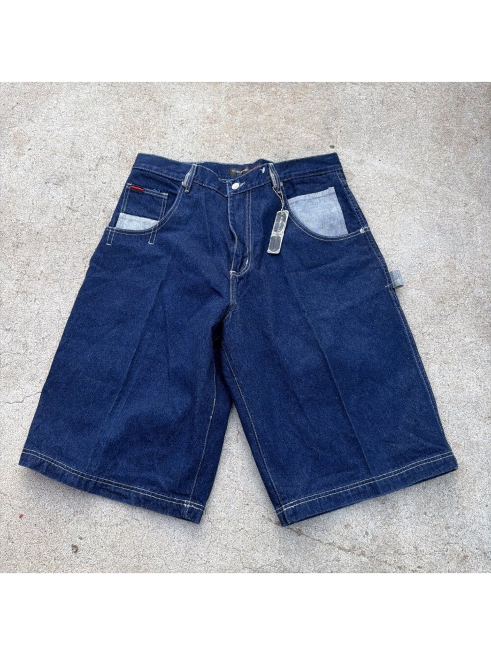 Vintage FUBU Baggy Fit Carpenter Jean Shorts Mens Size 36 Blue Denim Jorts